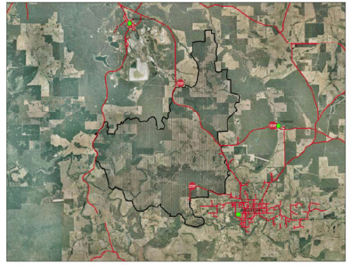 Extent of the Bridgetown bushfire