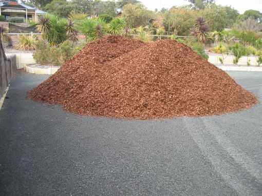 Mulch at the front of the block -- first load