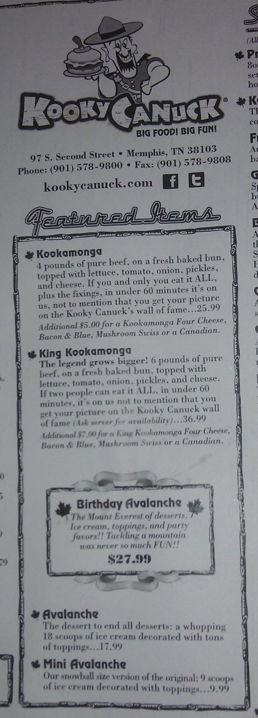 Kooky Canucks is famous for its 'challenging' meals