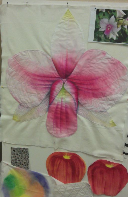 After adding stitching on  lesser petals in invisible thread