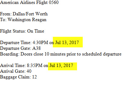 I was NEVER travelling on AA on 13 July -- my booking was always for the 14th. I got this email while at SYD airport on 14 July and the Qantas agent called AA to confirm I was still booked on the 14th. We assume it was a 'clerical error'