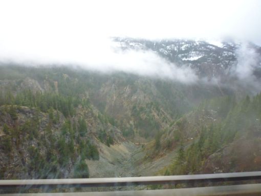 The first sight of snow through the low clouds