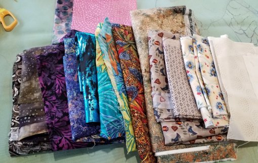 My initial fabric choices; these changed a bit over the four days