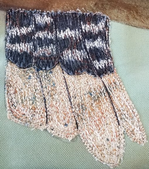 Stitched tail feathers