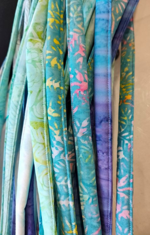 More strips. I chose to stitch at the edge of the join, not in the middle of each strip as some videos and instructions tell you to do. I like the slight puffiness this gives.